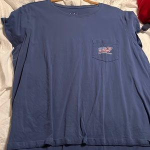 Vineyard Vines American Flag Whale Cropped Sleeves T-Shirt